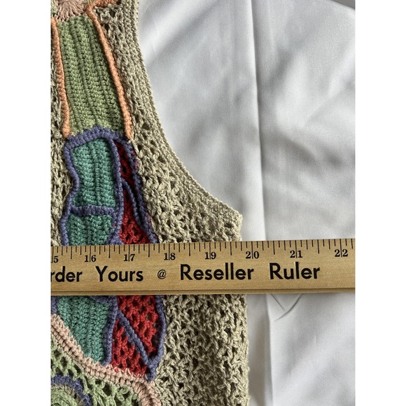 Sigrid Olsen Sport Sweater Vest‎ Womens Large Knit Floral Boho Crochet Linen - Picture 9 of 11